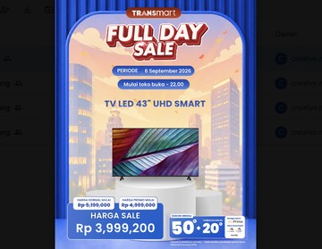 Harga TV LED 43 UHD Smart Dipangkas Habis di Transmart