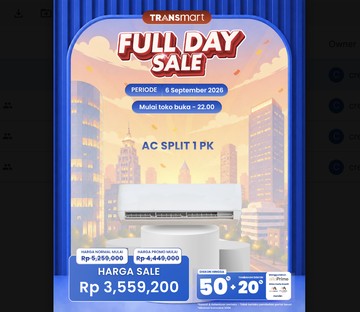 AC Split 1 PK Hemat Besar di Transmart Full Day Sale