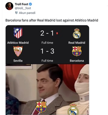 Meme Real Madrid Merana, Barcelona Gembira