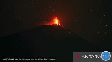Gunung Ili Lewotolok Erupsi Malam Ini, Muntahkan Lava Sejauh 500 Meter