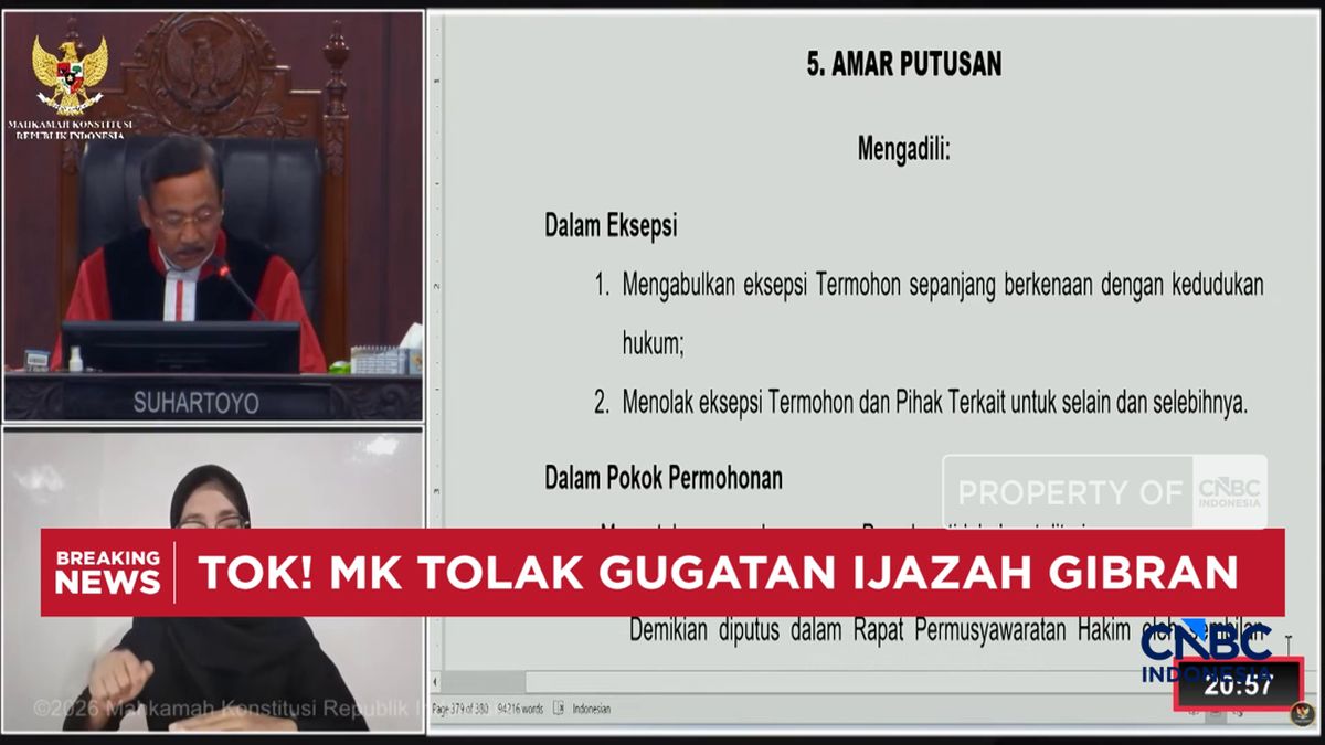 Video: Putusan MK Soal Gugatan Ijazah Gibran
