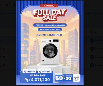 Mesin Cuci Front Load 7KG Transmart Full Day Sale Diskon Jutaan